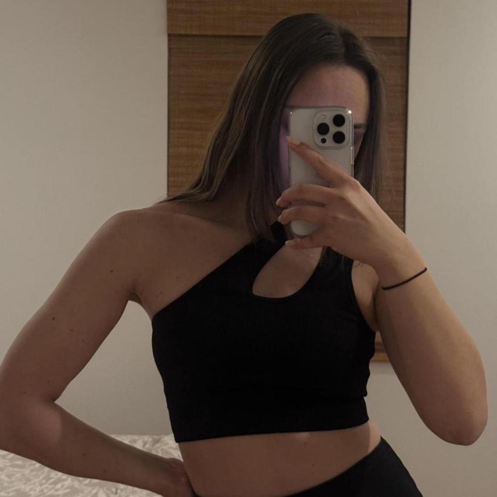Black One-Shoulder Crop Top